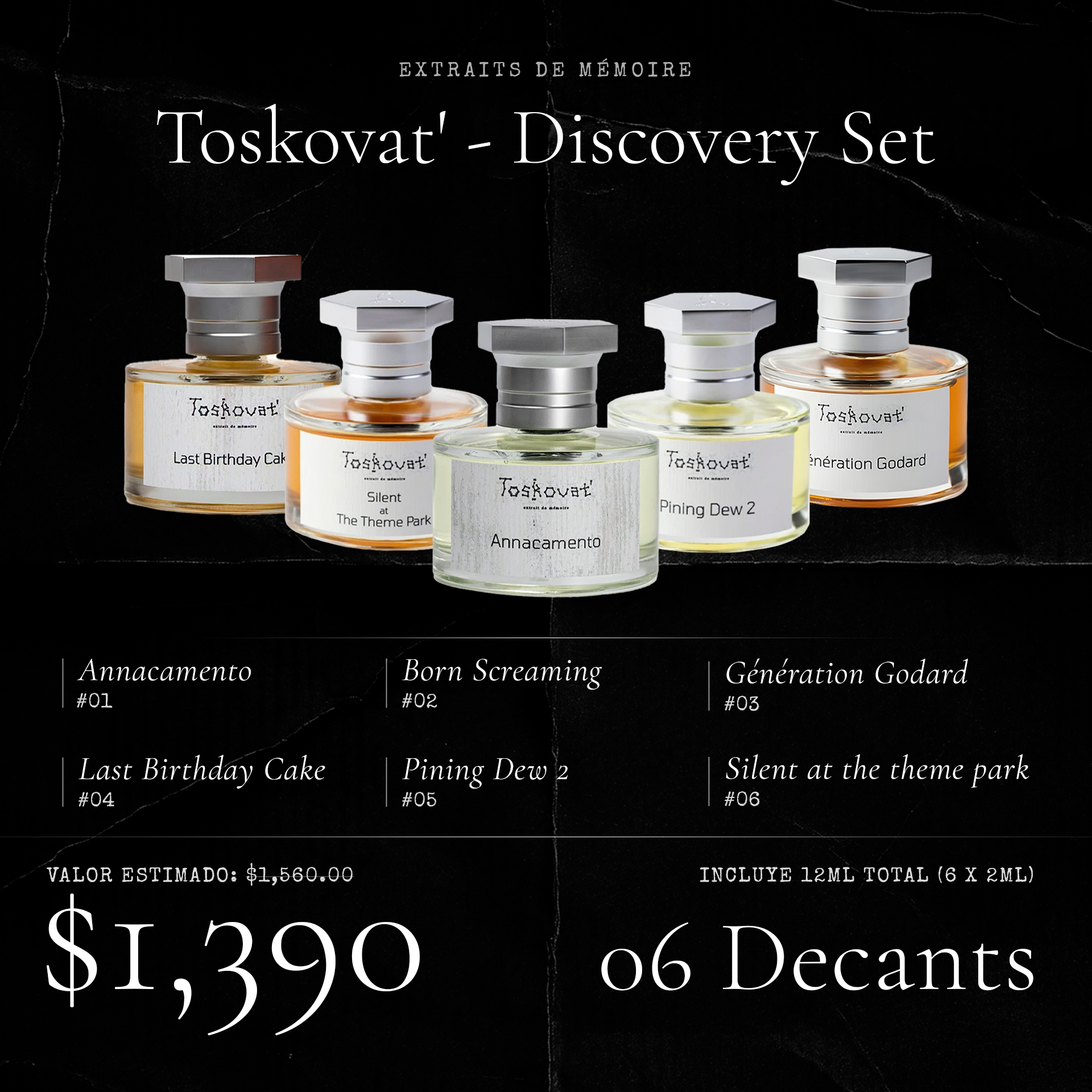 Toskovat' – Discovery Set: Extraits de Mémoire (6 x 2ml)